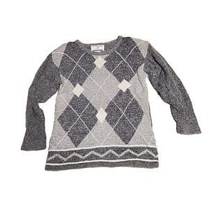 Vintage AF Accordeon Sweater Lambs wool/silk/angora Blend Ladies M white/gray